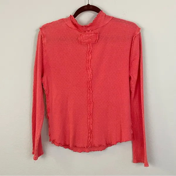We The Free Sara‎ Pointelle Turtleneck Long Sleeve Top Coral Size Large - Image 8