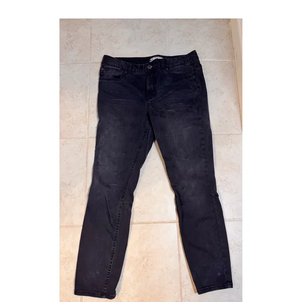 Free‎ People Black Straight Leg Jeans W30 Moto Ankle Zip Stretch Denim - Image 4