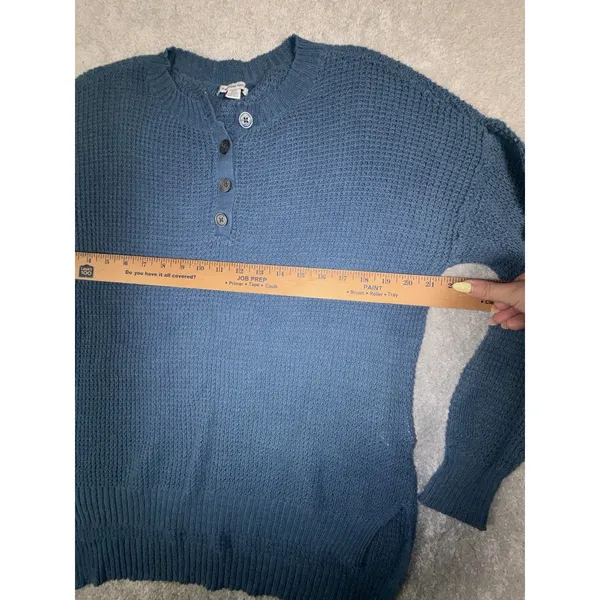 American Eagle Women's Blue Knit Henley Small Oversized - Image 5
