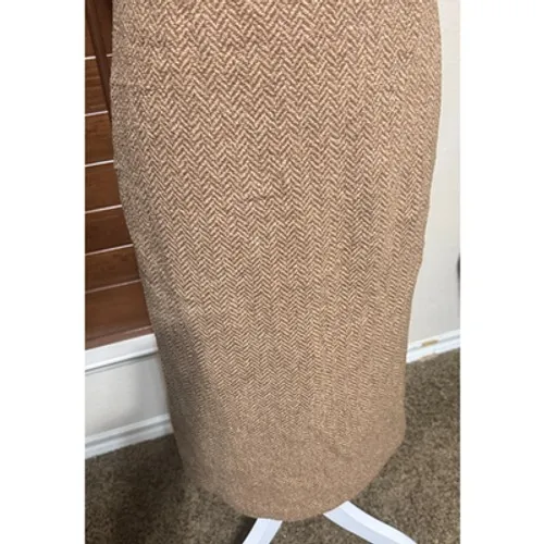 Ralph Lauren Black Label Wool Herringbone Tweed Sheath Dress Beige Midi Sz 2 - Image 4