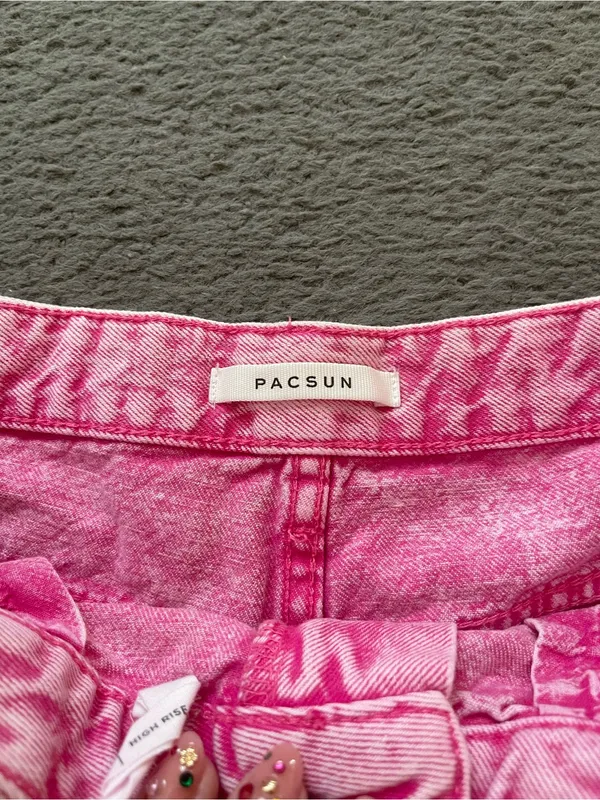 PacSun Pink High-Rise festival Denim Cutoff Shorts - Image 3