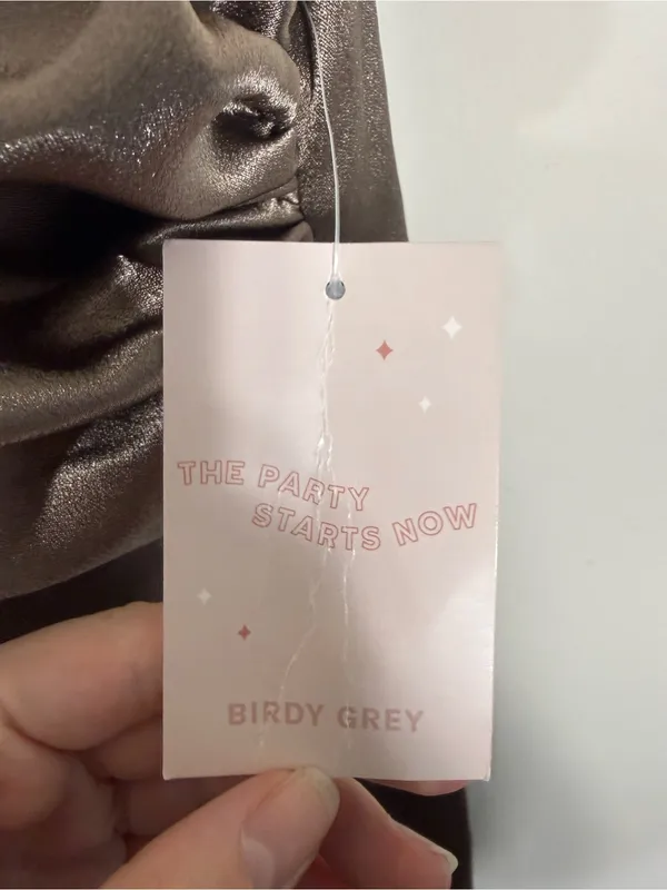 NWT Birdy Grey Catherine Dress Shiny Satin Mocha Brown Bridesmaid Maxi Dress - Image 8