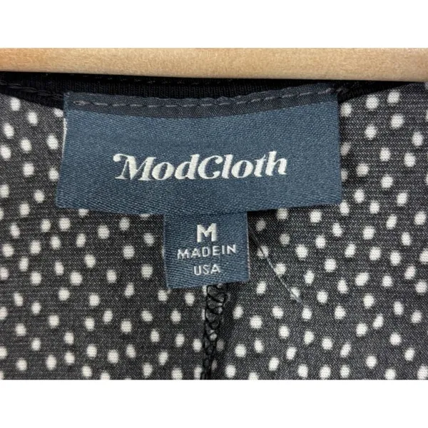 ModCloth Maxi Dress Black Polka Dot Square Neck Stretch Mod Indie Retro Party‎ M - Image 5
