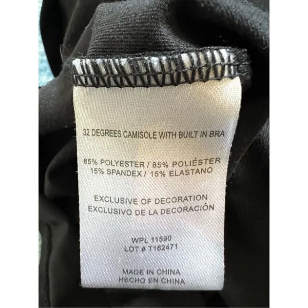 32 Degrees Cool Black Camisole With Built In Bra Medium - Image 4