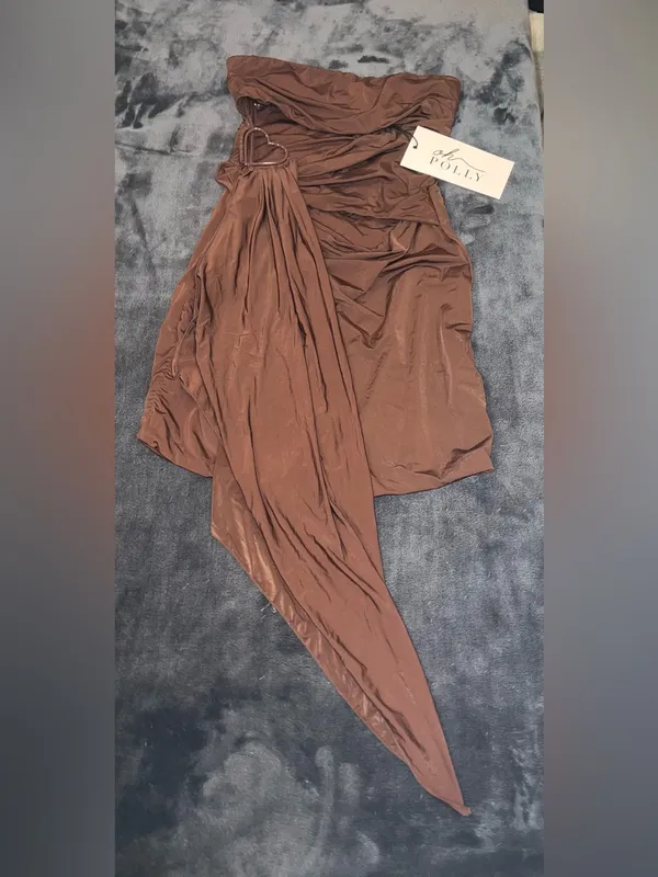 Oh Polly Natalya Bandeau Mini Dress in Chocolate Brown Size 4 New with tag - Image 15