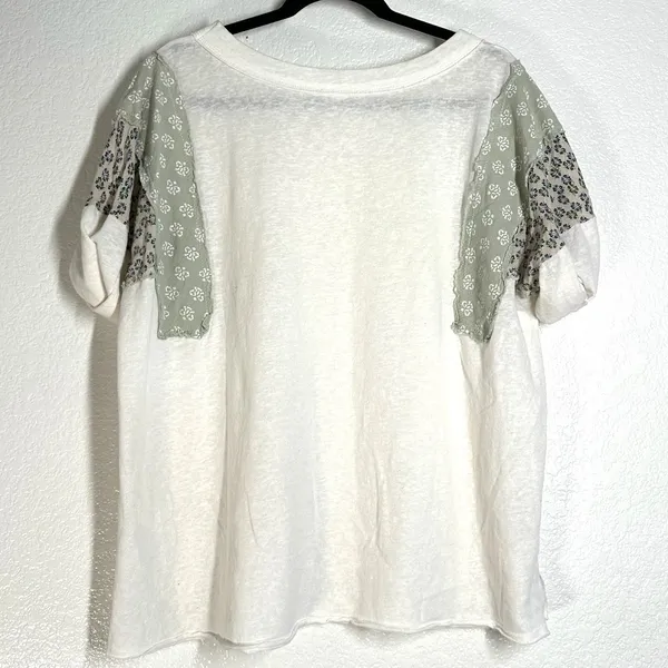 Easel Anthroplogie M Patchwork Tee T-shirt Oversized Slub Short Sleeve Ditsy Floral - Image 3