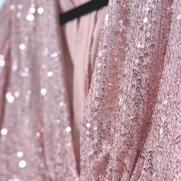 Pink Lily Holiday Vibes Sequin Ruched‎ V Neck Long Sleeve Mini Dress Size S - Image 5