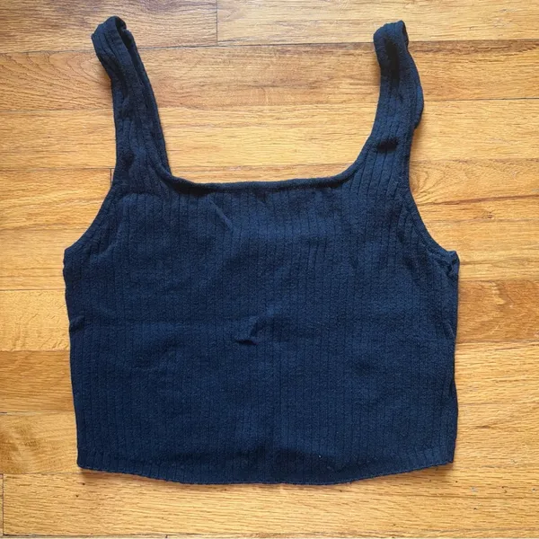 FP BEACH by Free‎ People Ribbed Daphne Top Black Medium - Image 2