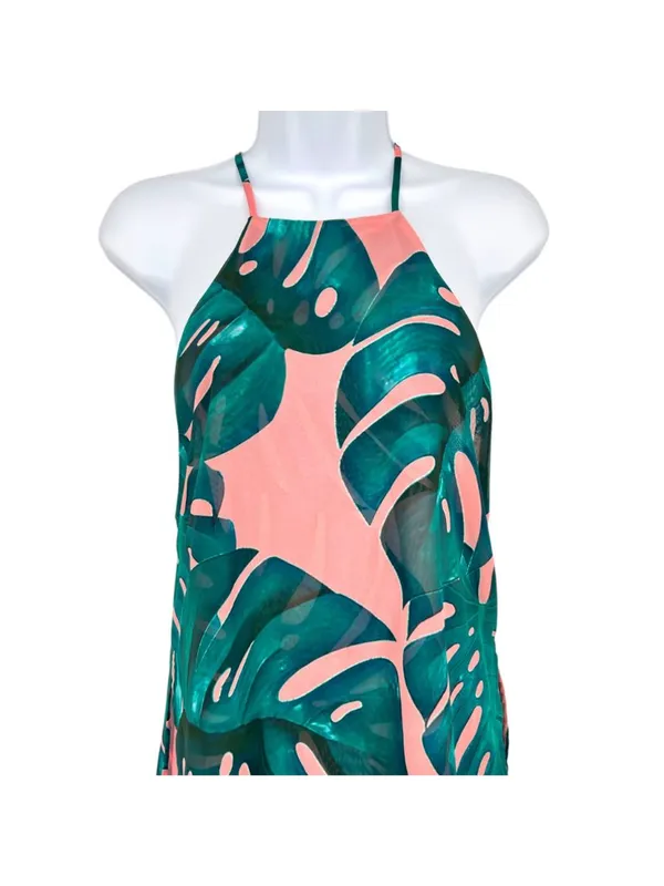 Show Me Your Mumu Byron Resortwear Palms Away Pink Green Tropical Mini Dress XS - Image 7