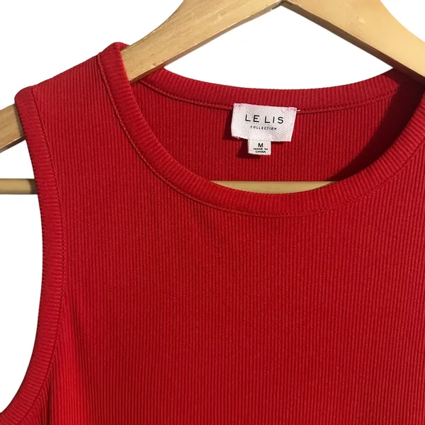 Le Lis Sleeveless Ribbed Bodysuit Womens M Red One Piece Tank - Image 6