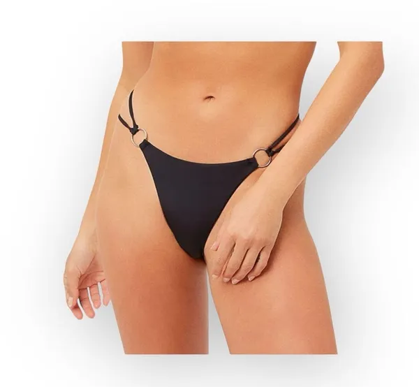 new Frankie’s Bikinis ↯ Kailyn Skimpy Ring Detail Bikini Bottoms ↯ Black ↯ Large - Image 5