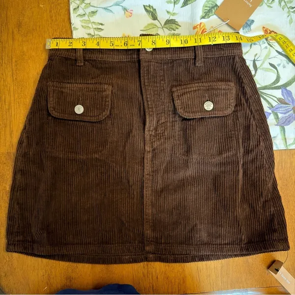 Reformation Skirt Elia Patch Pocket Corduroy Mini‎ High-Waisted Cafe 26 NWT - Image 7