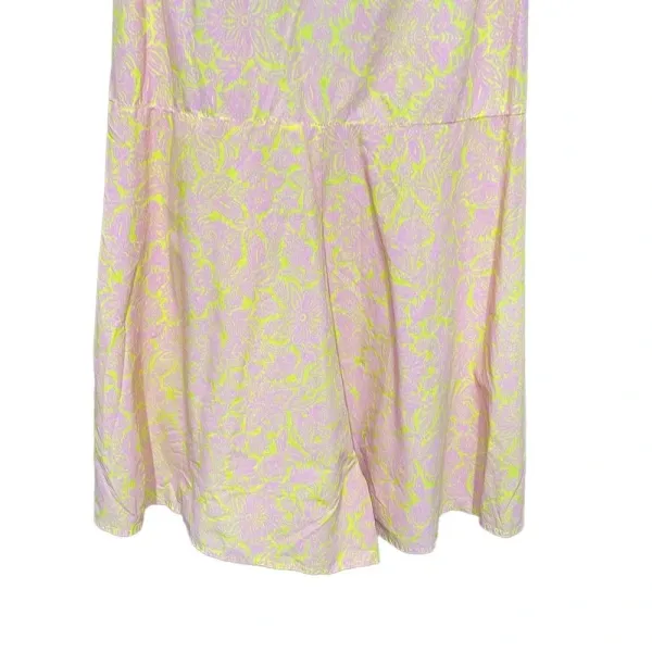 Anthropologie Lilka Saffron Romper Culottes Tie‎ Back Floral Pink Yellow Small - Image 5
