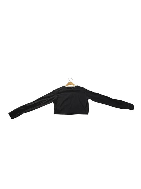 Adidas Originals Womens L 3 Stripes Cropped Long Sleeve Tee Black Blokecore - Image 4