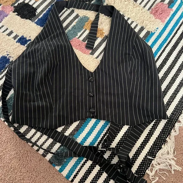 Pepper Mayo Hollywood Boulevard Vest Crop - Pinstripe M - Image 8