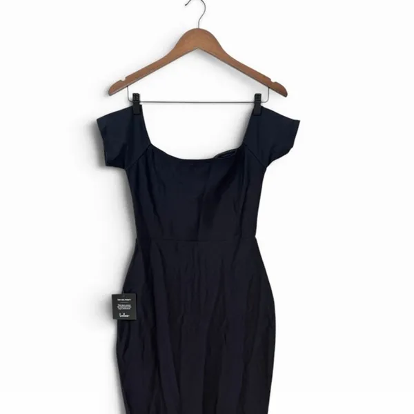 Lulus How Much I Care Midnight Blue Off-the-Shoulder Midi Dress size S NWT - Image 5