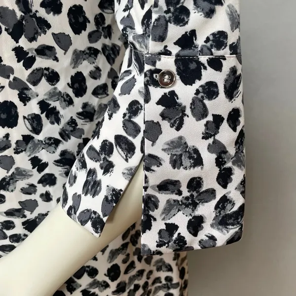 The Limited‎ Shirt Dress Women XS Black White NO BELT Abstract Print 3/4 Sleeve - Image 10