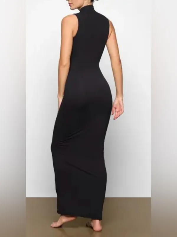 SKIMS NWT Onyx Black Sleeveless Mock Neck Maxi Dress Size XS - Image 2