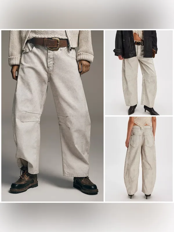 NWT Free People We The Free Good Luck Coated Barrel Jeans - white lightning - 28 - Image 2