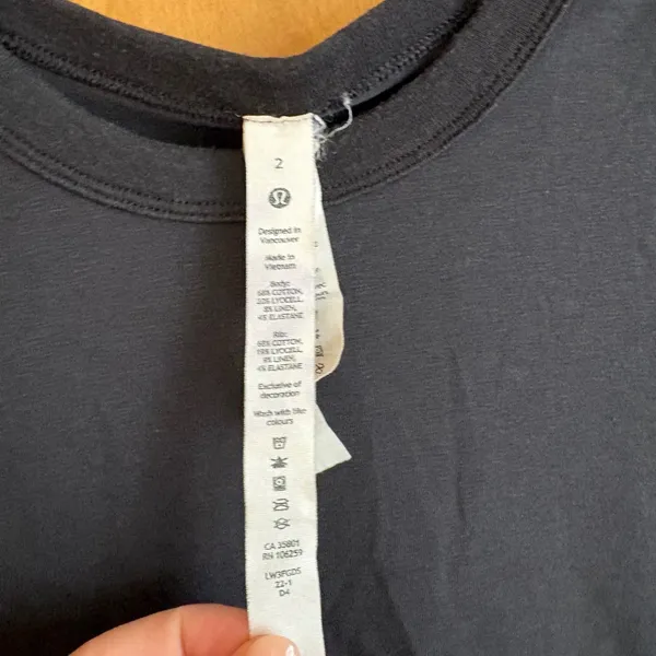 Lululemon‎ Classic-Fit Cotton-Blend T-Shirt Womens 2 Black LW3FGDS - Image 2