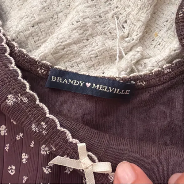 Brandy Melville Dark Brown Floral Camisole - Image 3