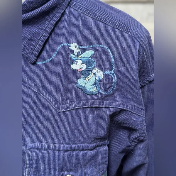 Vintage 90s Mickey Mouse‎ Unlimited Corduroy Embroidered Western Shirt Cowgirl - Image 4