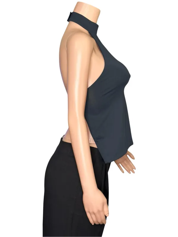 KOOKAÏ Kaye Halter Open Back Top, Blueberry, FR36/US4 - Image 8