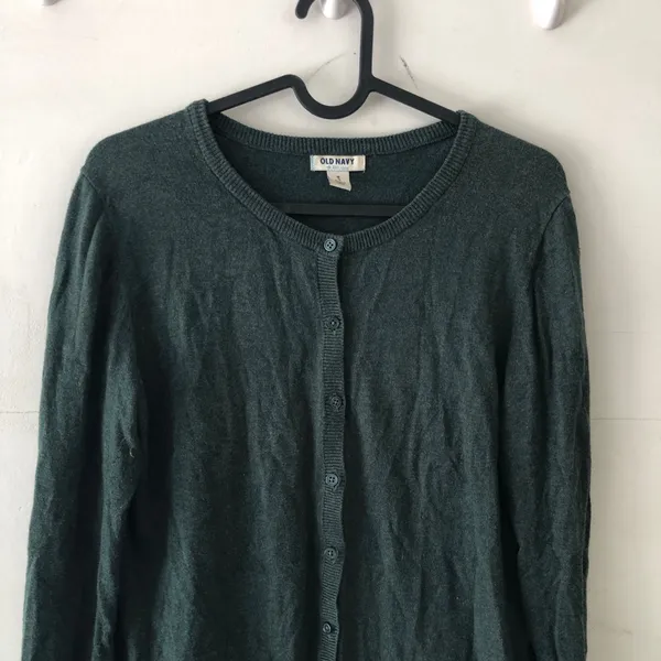 Vintage Old Navy Forest Green Cardigan Sweater Medium - Image 2