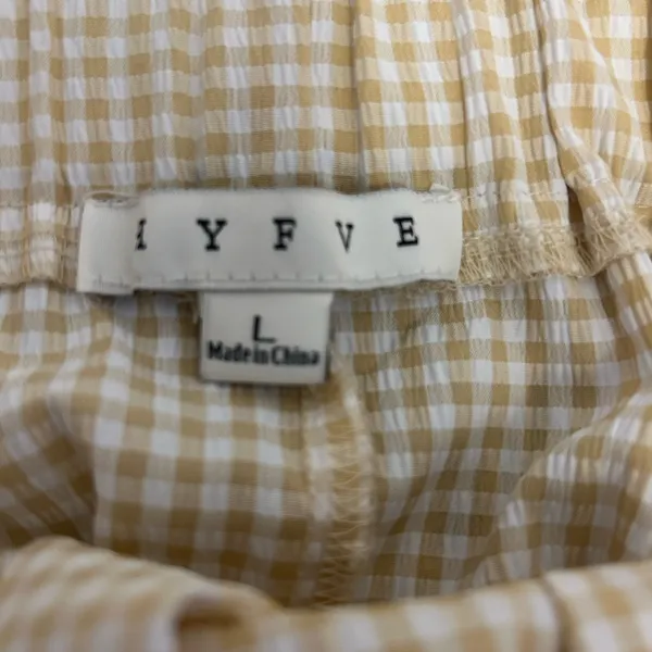 HYFVE‎ Cream Gingham Ruffle Skirt Size Large - Image 4
