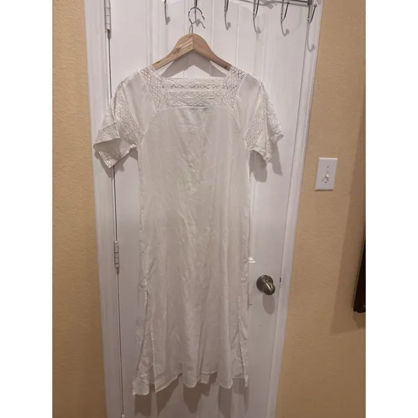 ZARA LONG DRESS SQUARE NECK GAUZE EMBROIDERED LACE Dress SZ XS - Image 12
