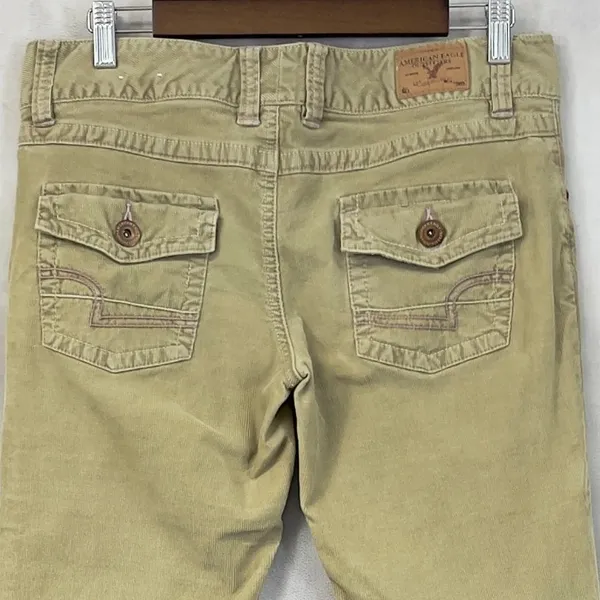 Y2K American Eagle Corduroy Pants Women 8‎ Low Rise Stretch Flare Indie Boho - Image 4