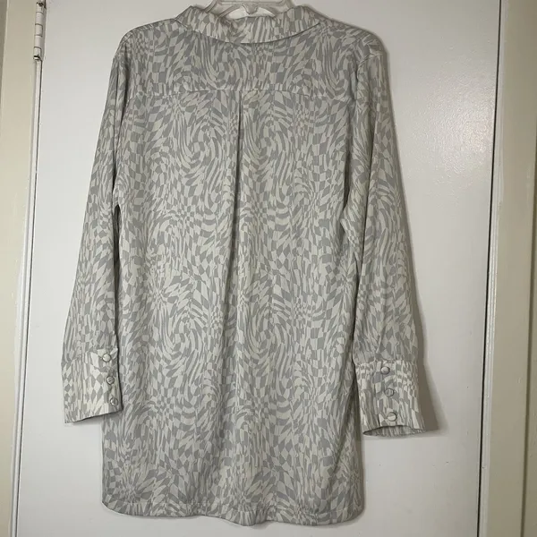 FREE PEOPLE Beatrice Geometric ivory long sleeve top size 6 - Image 8