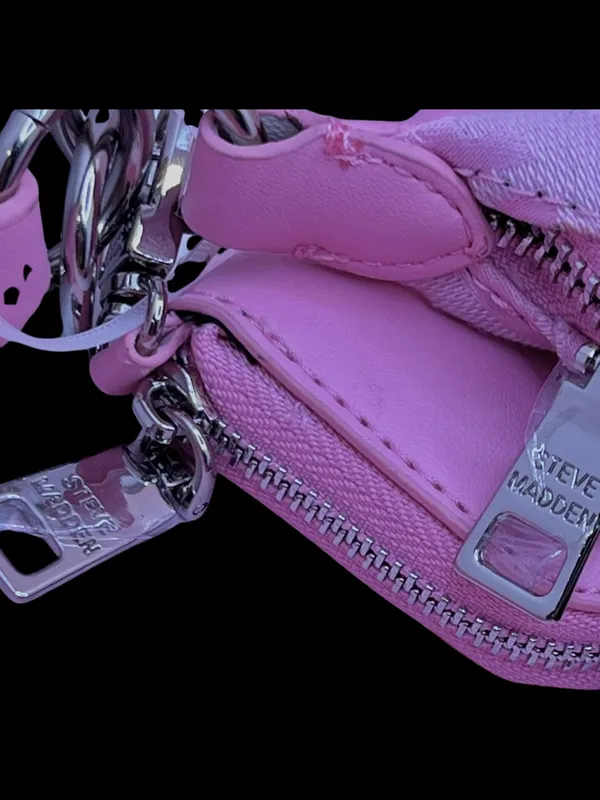 Steve Madden Pink Baguette Shoulder Bag Logo Print NWT - Image 6