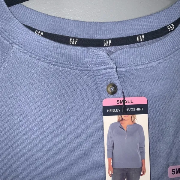 Gap Women's Henley Sweatshirt English Manor Blue, Small NWT - Image 8