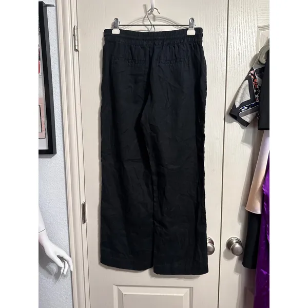 Athleta Black Linen Retreat Pants Minimalist Athleisure Lagenlook Primitive - Image 4