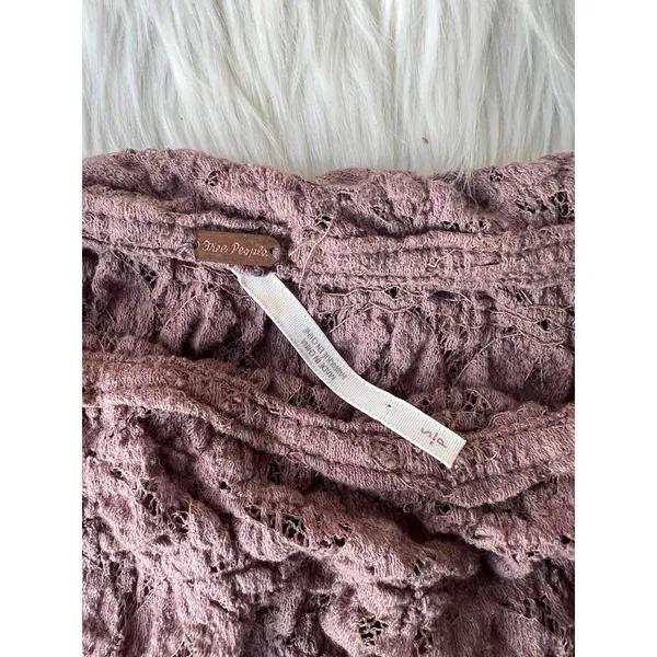 Free People Boho Rose Lace Long Sleeve Crop Top with Ruffle Trim - Image 12