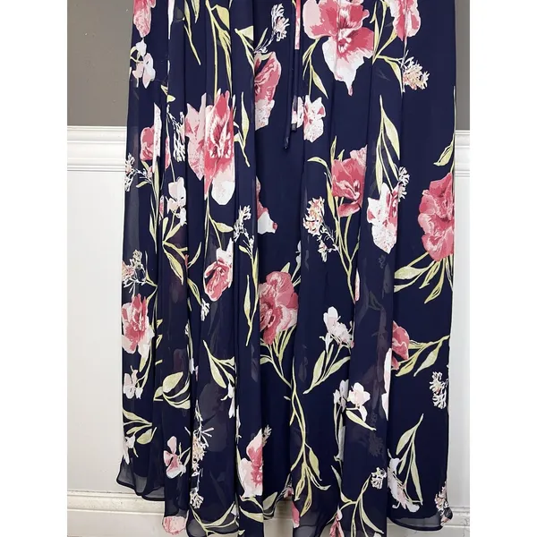 Lulus Dress Womens Medium Blue Floral Halter Maxi Sundress Crisscross Back - Image 8