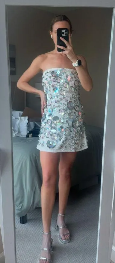 LoveShackFancy Deja Embellished Mini Dress - Image 8
