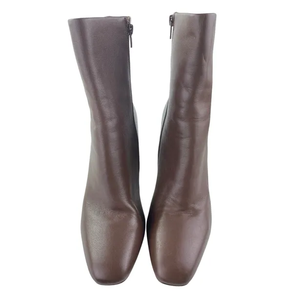 Steve Madden Allison Womens Brown Leather Zip High Heels Ankle Boots Booties 10M - Image 2