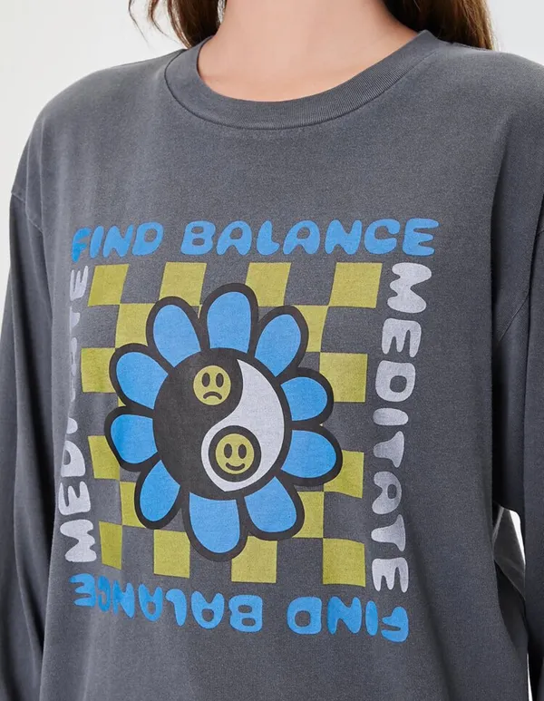 Find Balance and Meditate long sleeve oversize shirt, brand new with tag - Image 3