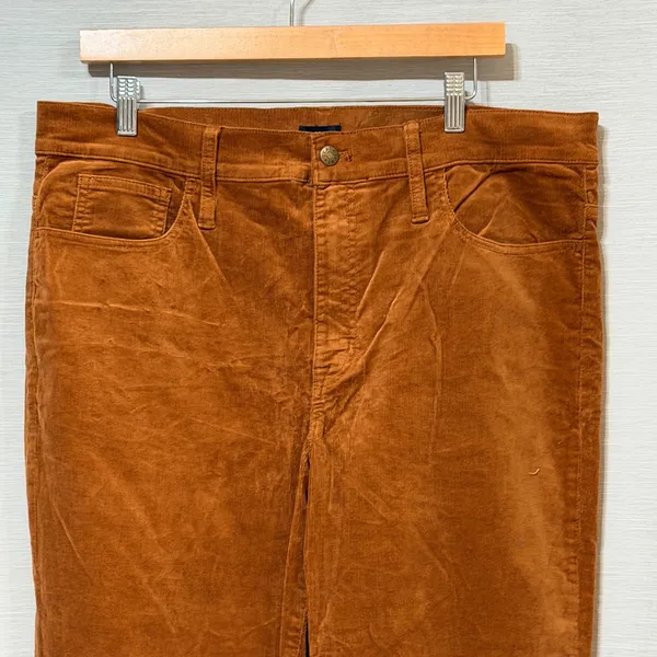 J.Crew Womens High Rise Straight Leg Corduroy Pants Burnt Orange 33 BT006 NEW - Image 4