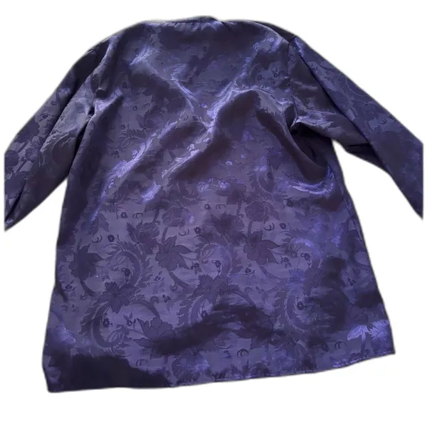 Victoria’s Secret Purple Satin Floral Button Blouse Size M Vintage - Image 7