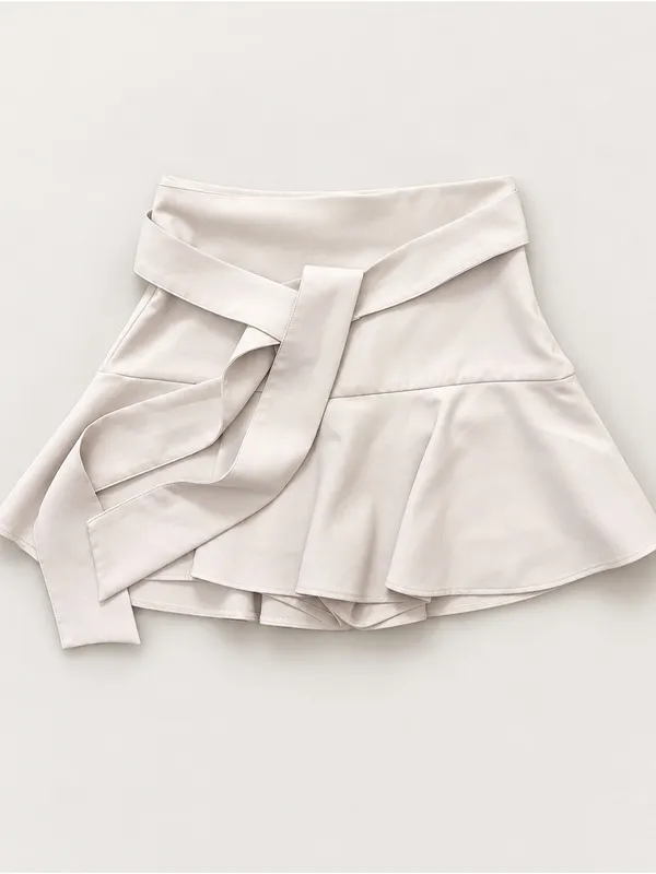 Zara Light Beige Tie-Waist Circle Skirt - Image 2