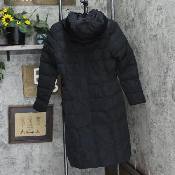 Cole Haan Womens Dramatic Hood Down Alternative Outerwear Coat Deep Black S - Image 4