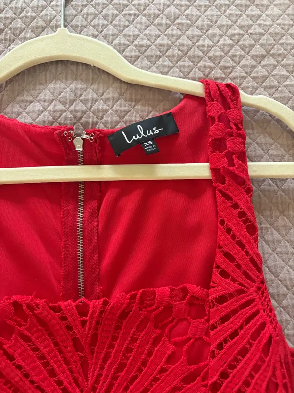 Lulus Mini Dress Red Lace - Image 6