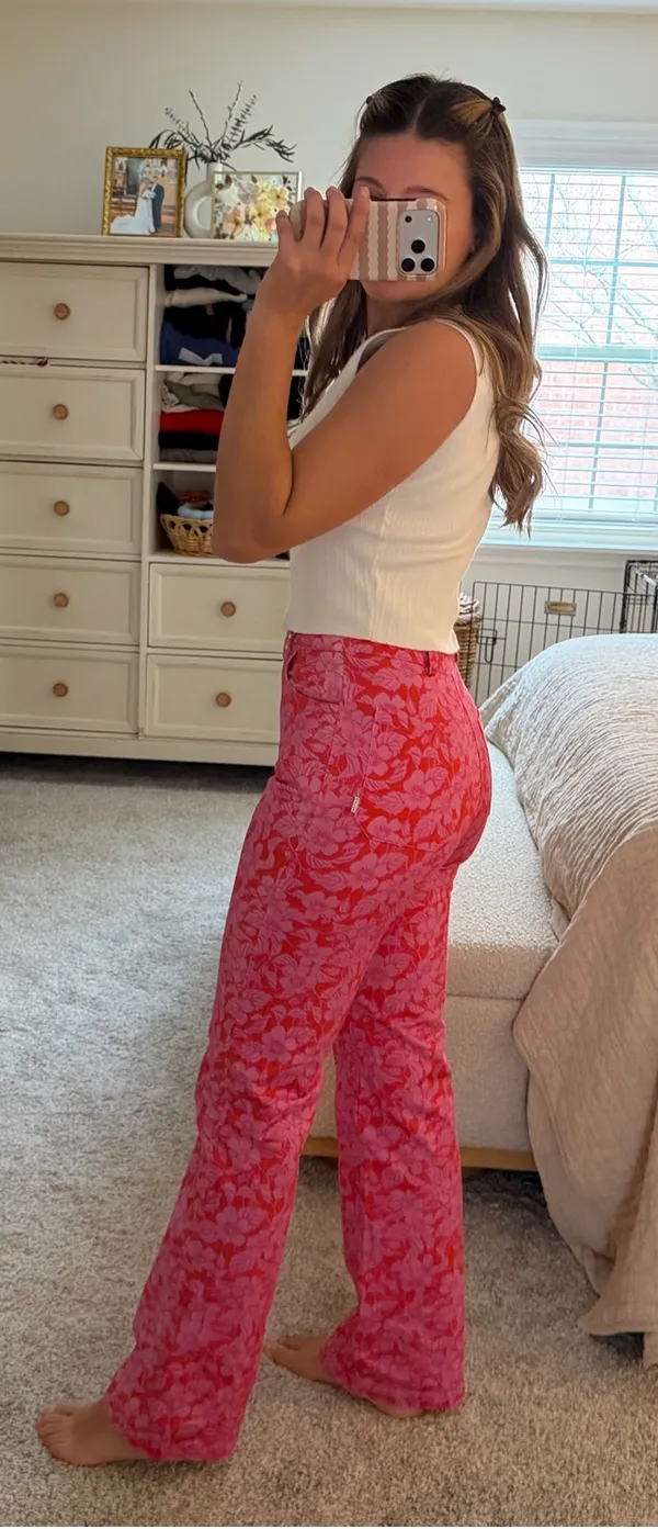 Rolla's Pink patterned straight leg high waisted jeans - Image 3