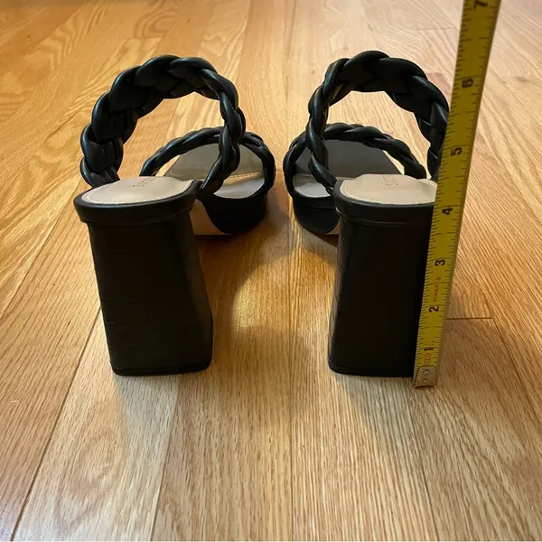 Braided Block Heel Sandals, Black, Size 6.5, NWOT - Image 7