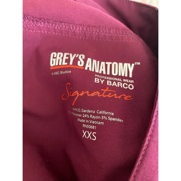 Grey's Anatomy by Barco Signature Scrub Pants Wine Burgundy XXS - Image 7