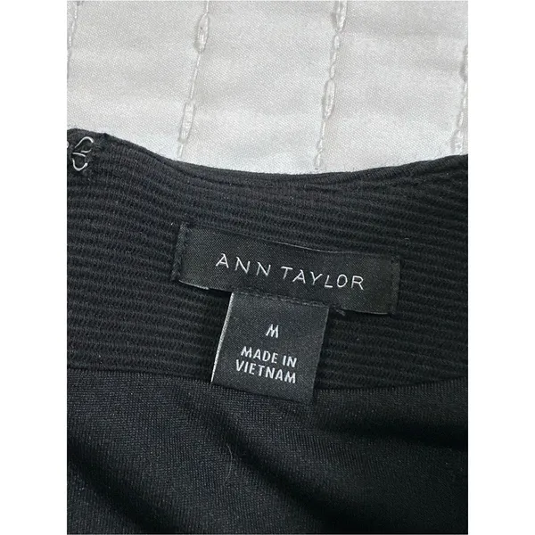 Ann Taylor Black Cap Sleeve Peplum-Style Top with Gold Button Tabs Detail Size M - Image 10