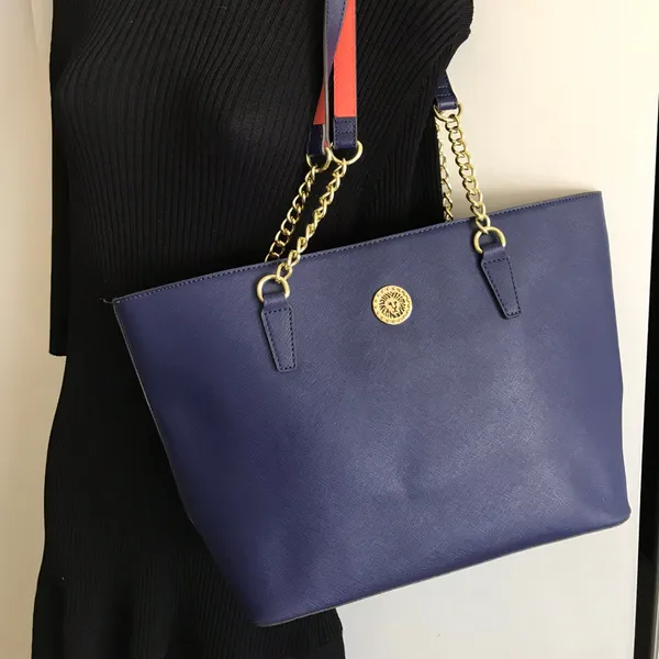 Anne Klein Dark Blue Leather Shoulder Bag - Image 4